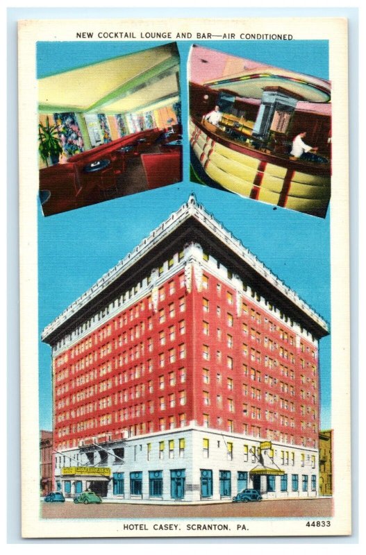 New Cocktail Bar Lounge Hotel Casey Scranton PA Pennsylvania Postcard (DG13)