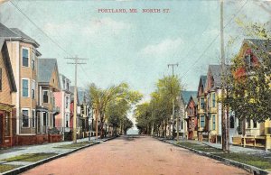 PORTLAND, ME Maine  NORTH STREET SCENE~Large Homes  CUMBERLAND CO  1910 Postcard