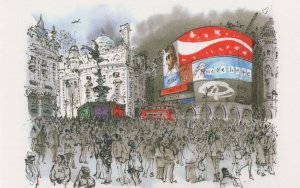 New Years Eve London at Piccadilly Circus 2011 Painting Postcard