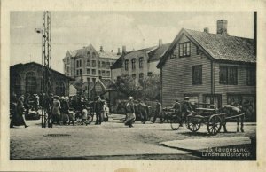 norway norge, HAUGESUND, Landmandstorvet, Market Scene (1920) Postcard