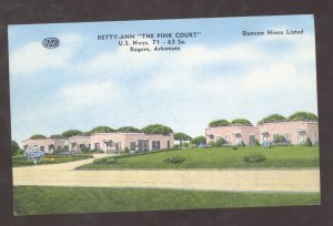 ROGERS ARKANSAS BETTY ANN THE PINK COURT MOTEL LINEN ADVERTISING POSTCARD