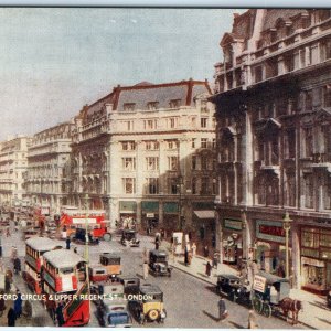 c1930s London, England Oxford Circus Upper Regent St Buses Cars Shops Crowd A360