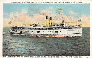 H27/ Chicago Illinois Postcard c1920s The Florida Steamship Ship Jackson Park