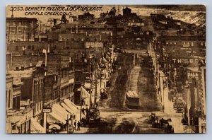 J94/ Cripple Creek Colorado Postcard c1910 Bennett Avenue Stores Trollet 12