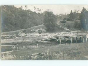 Old rppc BRIDGE SCENE Landscape Postcard AB2018