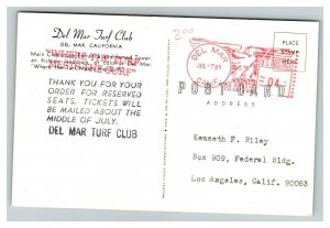 Vintage 1965  Advertising Postcard Del Mar Turf Club Del Mar CA - Horse Racing 