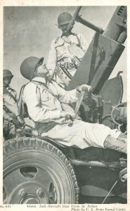 Vintage Postcard 40MM. Anti-Aircraft Gun Crew in Action US Army Signal Co