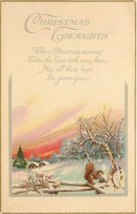 Christmas Thoughts, Snow Scene, Squirrel, Series No. 948 D