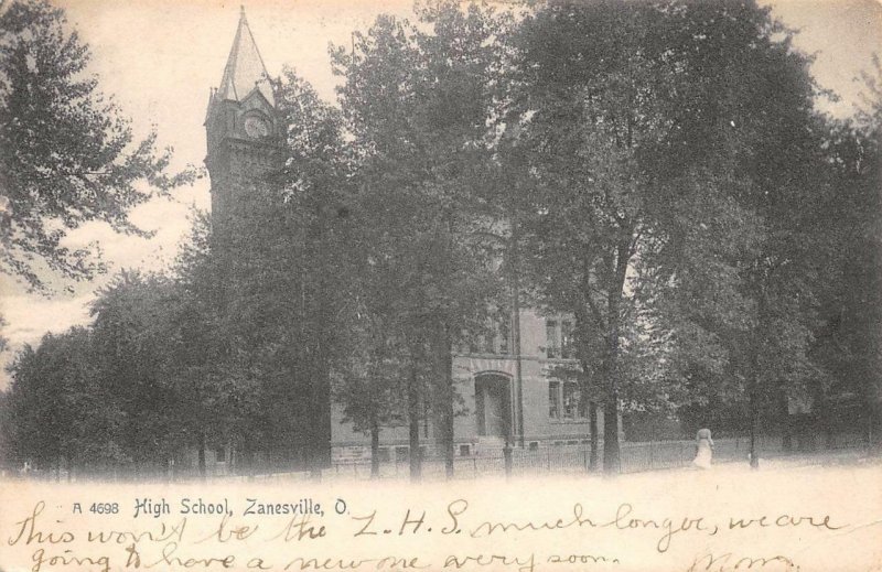 High School - ZANESVILLE, OH - Ohio Vintage UDB Postcard 1906 