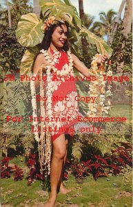 Native Ethnic Culture Costume, Tahiti, Manava, Woman with Flower Lei