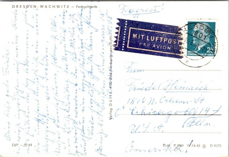 Antique RPPC Dresden Wachwitz Fernsehturm Television Tower DDR East Germany