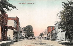 G17/ Sabula Iowa Postcard c1910 Pearl Street Scene Stores Wagons