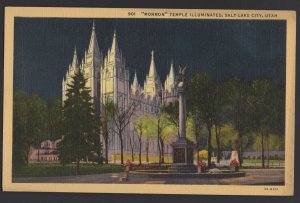 Utah SALT LAKE CITY Moron Temple Church Illuminated 700,000 Members ~ Linen