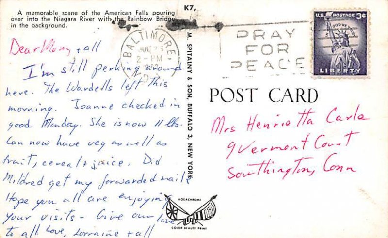 Rainbow bridge Niagara Falls Postal Used Unknown 