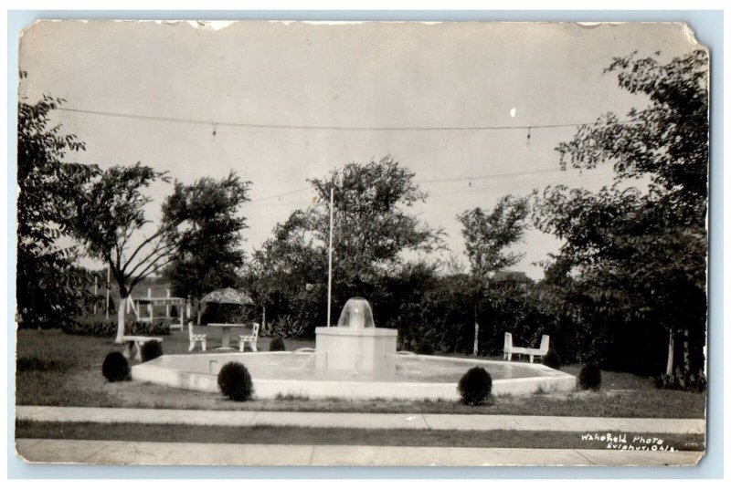 1935 Park Water Fountain Scene Sulphur South Dakota SD RPPC Photo Postcard