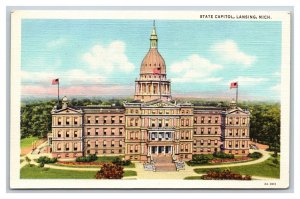State Capitol Building Lansing Michigan MI UNP Linen Postcard S13