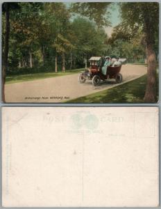 ARMSTRONG'S POINT WINNIPEG MANITOBA CANADA ANTIQUE POSTCARD AUTO DRIVING