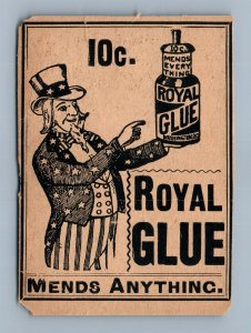 UNCLE SAM ROYAL GLUE ADVERTISING ANTIQUE LITTLE TRADE CARD PATRIOTIC