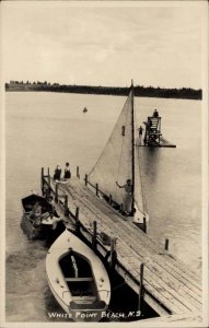 White Point Beach Nova Scotia NS Boats Dock c1940 Real Photo Postcard