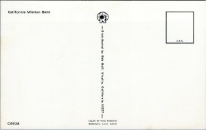 postcard  California Misson Bells - Edith Dunn poem
