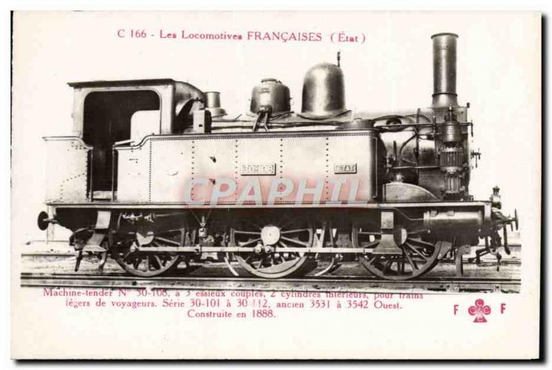 Postcard Old Train Locomotive Machine Tender 30108