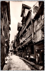 Lisieux Rue Aux Fevres France Roadway Between Buildings Real Photo RPPC Postcard