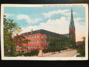 Vintage Postcard 1941 Saint Mary's Church & Dormitory High School Annapolis MD