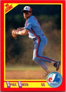 1990 Score Baseball Card Spike Owen Montreal Expos sk2657