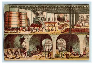 1880's French Wine Factory Trade Card Factory Scene Fab! P199