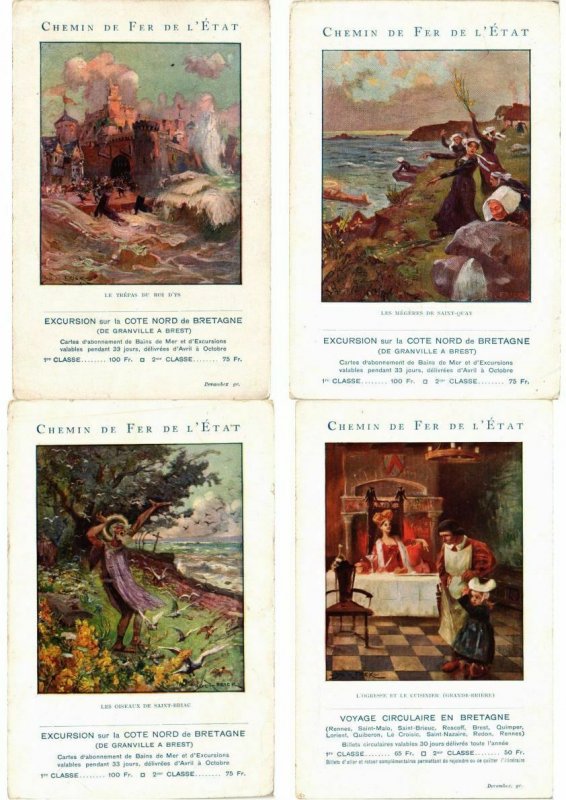 ADVERTISING TRAINS, CHEMIN DE FER POSTER STYLE 15 Vintage Postcards (L2737)