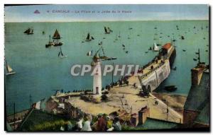 Old Postcard Cancale Phare Lighthouse and jetty of the Charter Houle