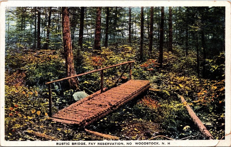 Rustic Bridge Fary Reservation Woodstorck New Hampshire NH Postcard UNP Vintage 