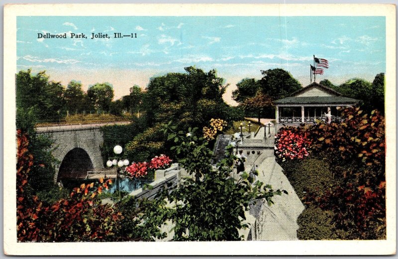 Joliet Illinois ILL, Dellwood Park, Bridge, Lockport, Nature, Vintage Postcard