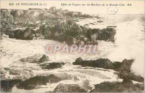 Old Post Card Pouliguen (L I) Waves Effects on Rocks of the Grande Cote