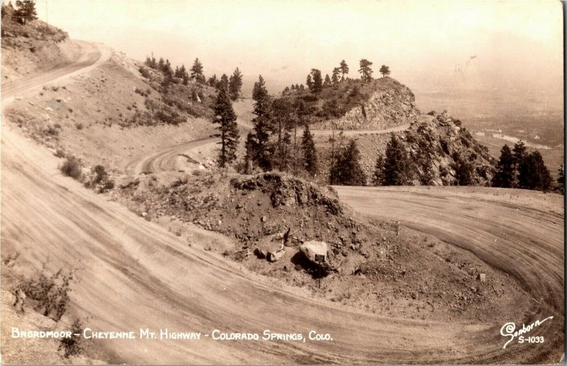 RPPC Broadmood, Cheyenne Mt. Highway Colorado Springs CO Vintage Postcard D71