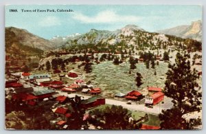 Estes Park Colorado~Birdseye Panorama~Main Street Stores~c1910 Postcard 