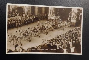 Mint England Royalty Postcard RPPC The State Coach on Way To Abbey Coronation