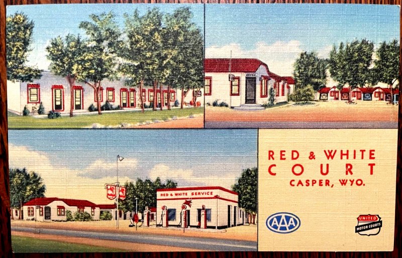 Vintage Postcard 1948 Red & White Court, Casper, Wyoming (WY)