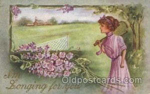 Tennis Woman in Sports 1910 light corner wear, postal used 1910