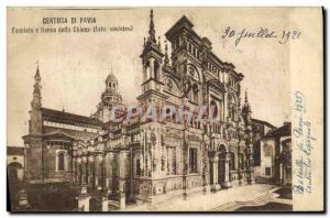 Old Postcard Facciata Certosa di Pavia e della Chiesa Itanco