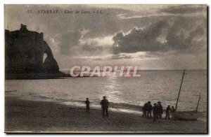 Etretat Old Postcard Moonlight (boat)