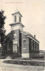 De Witt Iowa~Baptist Church~Child Standing @ Front Door~1909 B&W Postcard