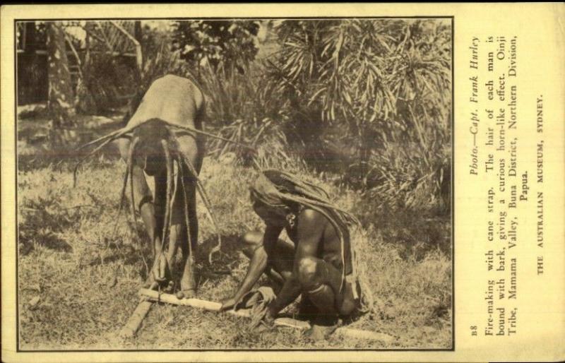 Ethnography Fire Making Oinji Mamama Valley Buna District Papua New Guinea