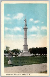 Bristol Rhode Island 1920s Postcard Soldiers Monument