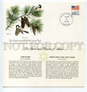 492746 USA 1978 Arthur Singer bird flower Maine Chickadee White Pine Cone Tassel