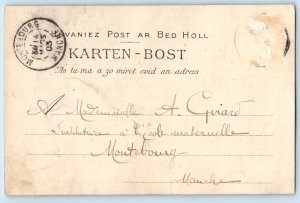 Montebourg France Postcard Married Couple from Bourg de Batz Costume 1903