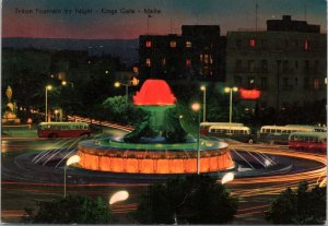 Postcard Malta Velletta Triton Fountain by Night