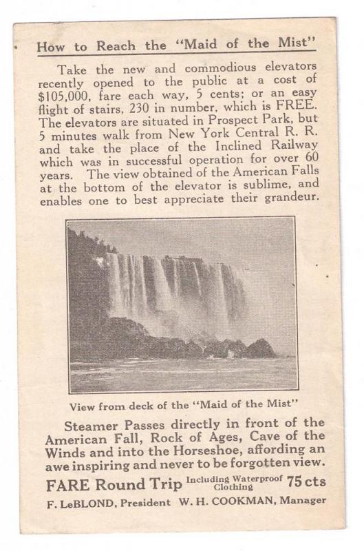 Maid of the Mist Vintage Brochure Niagara Falls New York