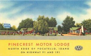 1940s Pocatello Idaho Pine Crest Motor Lodge roadside linen Teich postcard 5588