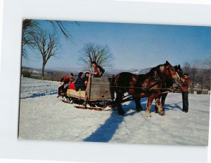 Postcard Old fashioned sleigh ride, Eastover, Lenox, Massachusetts